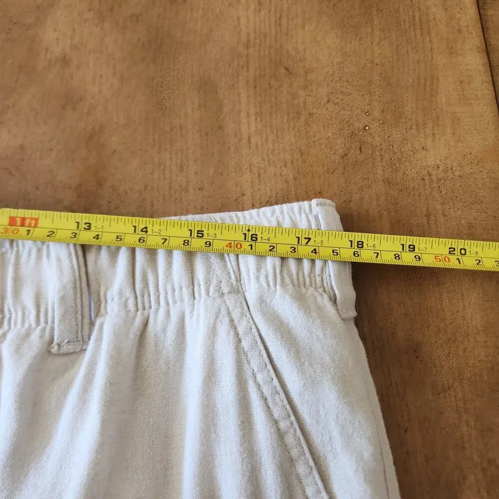 Roundtree & Yorke Cargo Linen Blend Pants Men's 38x30 (36x28.5) Tan Coastal Boho